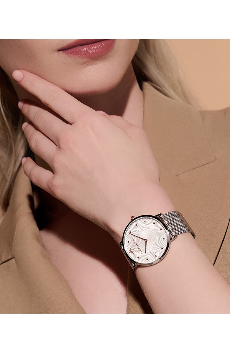 Olivia Burton Celestial Mesh Strap Watch, 40mm, Alternate, color, Silver