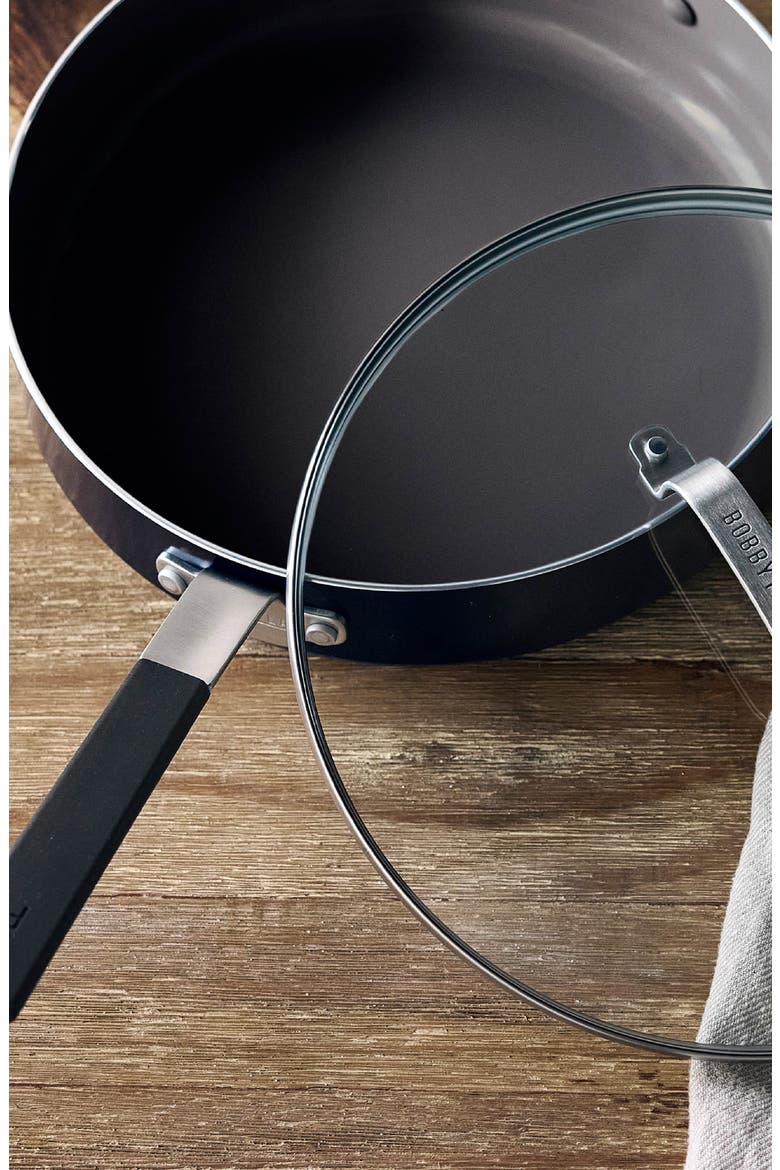 x Bobby Flay Professional Ceramic Nonstick 4.5-Quart Sauté Pan with Lid, Alternate, color, BLACK
