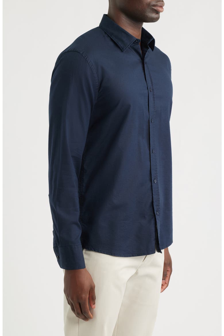 Cotton Blend Button-Up Shirt, Alternate, color, DARK SAPPHIRE
