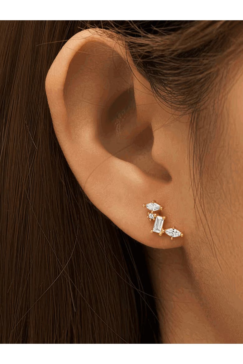 Celestial Cluster Earrings with AAAAA Cubic Zirconia, Alternate, color, Gold