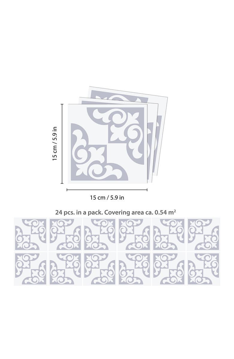 WALPLUS Osborne Monochromatic 96-Piece Tile Sticker Set, Alternate, color,