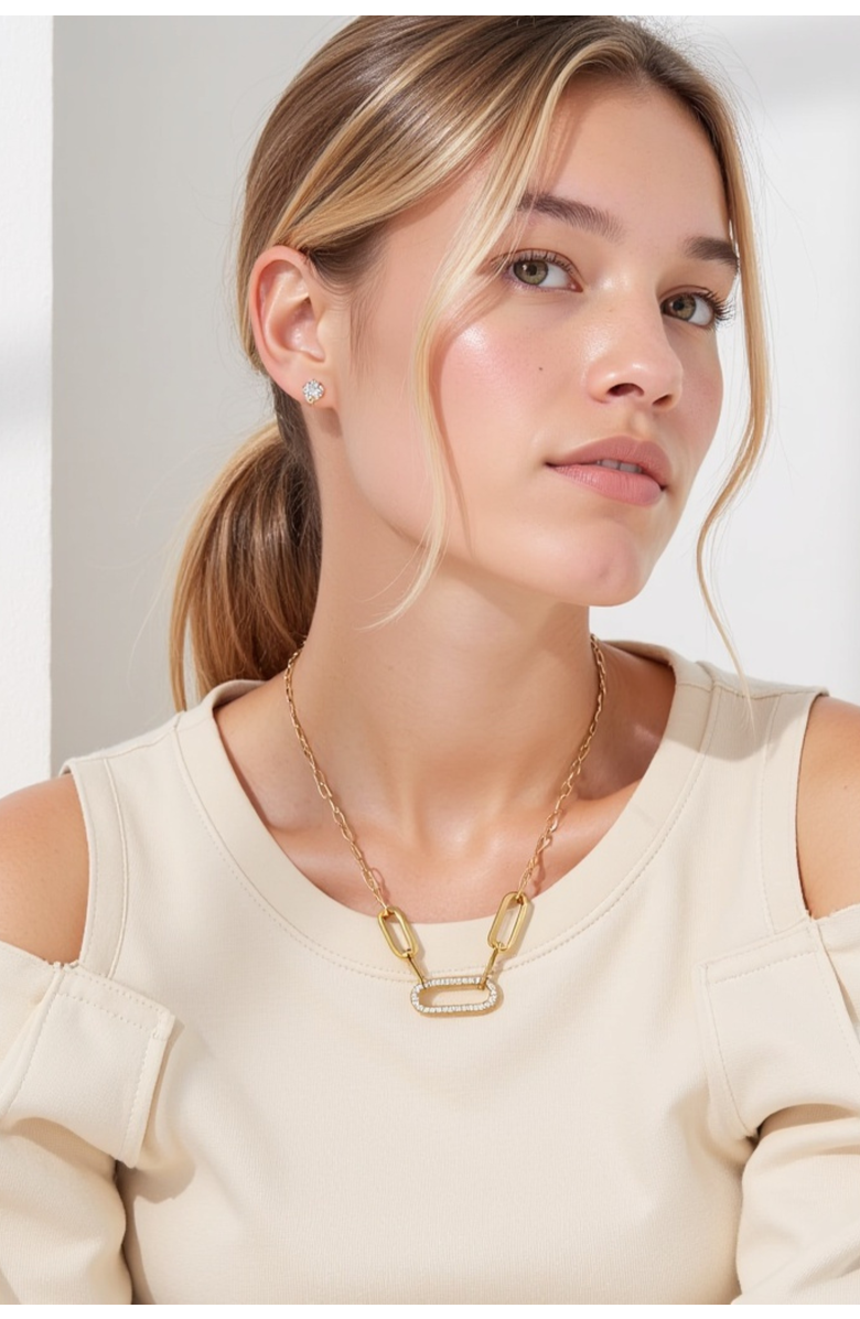 AKALIA Waterproof 18K Gold and Diamond Maillon Link Necklace, Alternate, color, 