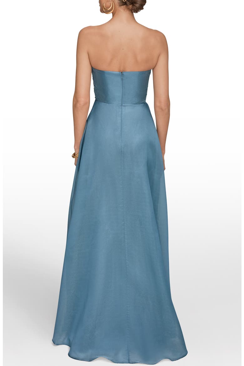 Strapless Ruffle Gown, Alternate, color, WASHED INDIGO