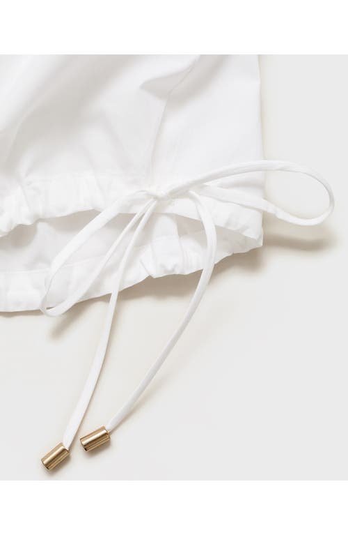 Mango Gathered Off The Shoulder Cotton Blend Top In White