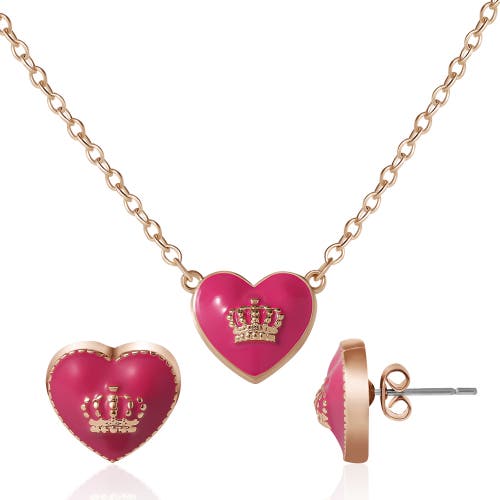 Juicy Couture Kids Crown Heart Necklace & Earring Set in Gold, Red  product