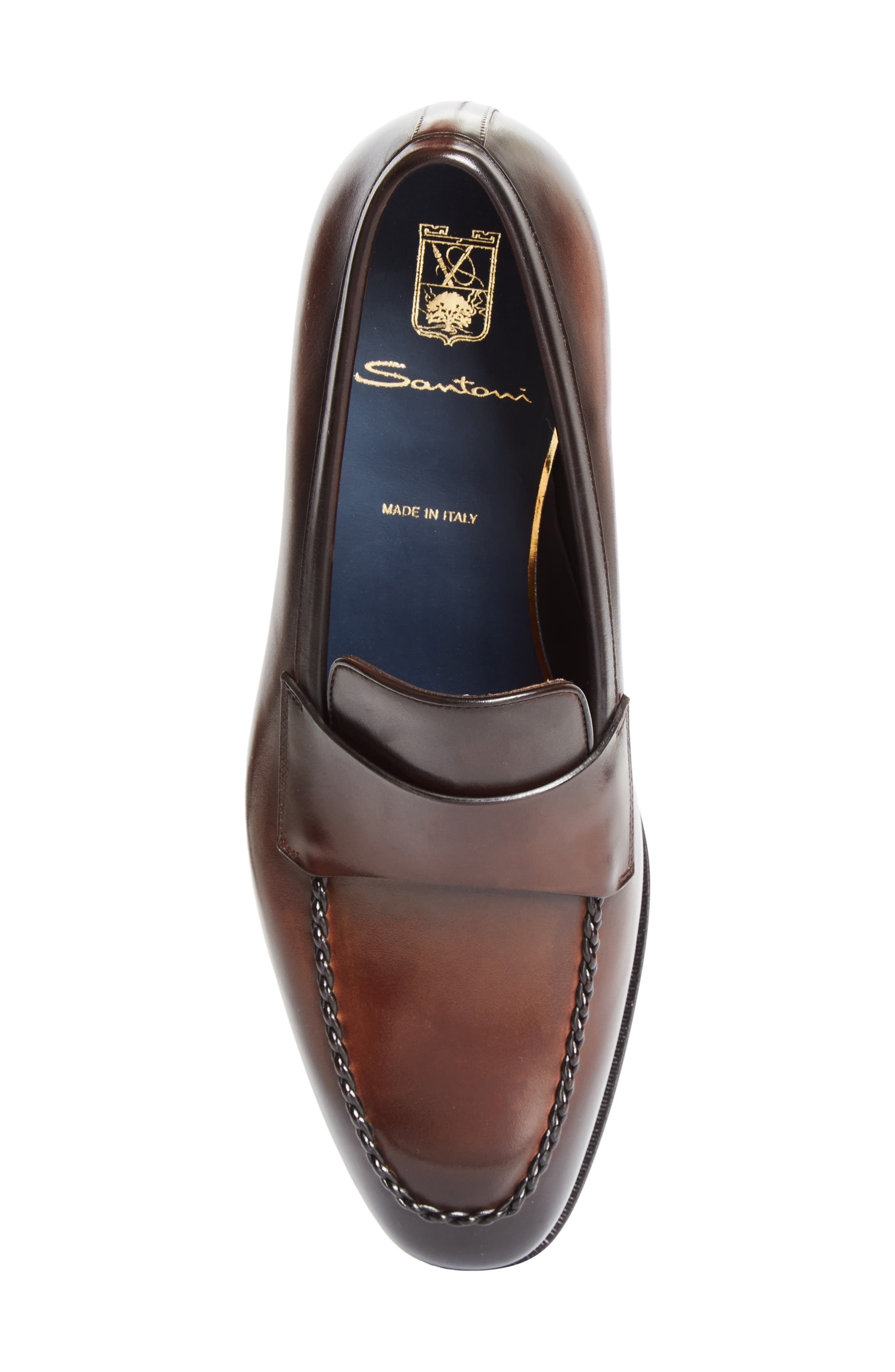Santoni Arco Loafer, Alternate, color, Dark Brown-T60
