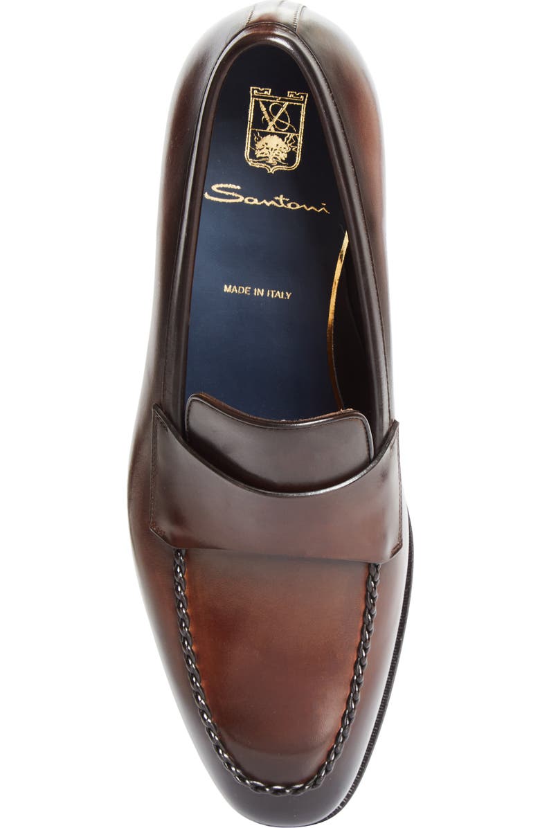 Santoni Arco Loafer, Alternate, color, Dark Brown-T60