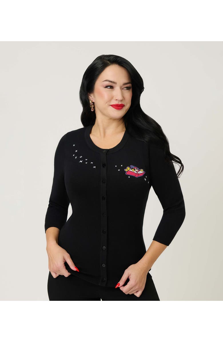 Unique Vintage Bookworm Cardigan, Alternate, color, Black Magic Print