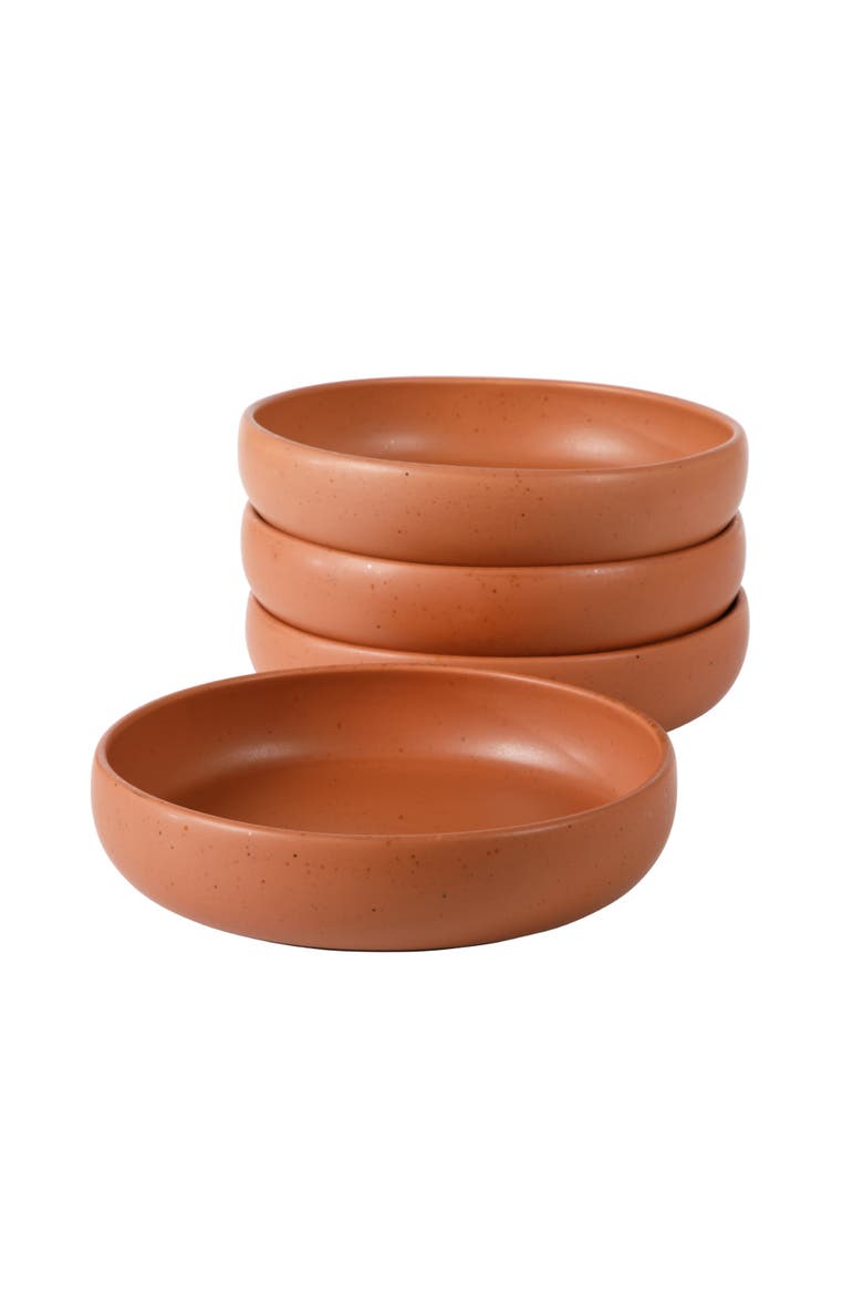 Corsica Clay 4 Piece Meal, Dinner, Pasta Bowl Set, Alternate, color, Burnt Apricot Terracotta