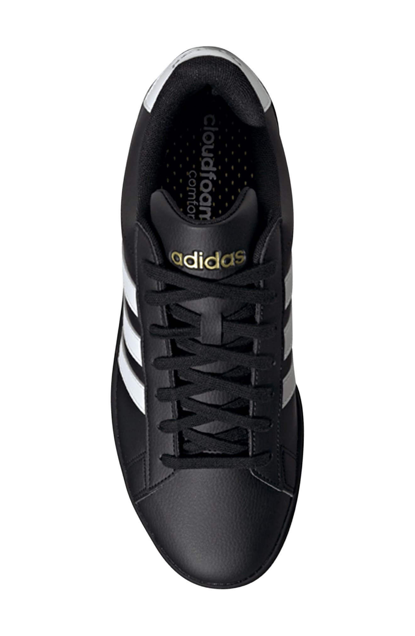 adidas Grand Court 2.0 Sneaker, Alternate, color, Black/ White/ Gold Metallic
