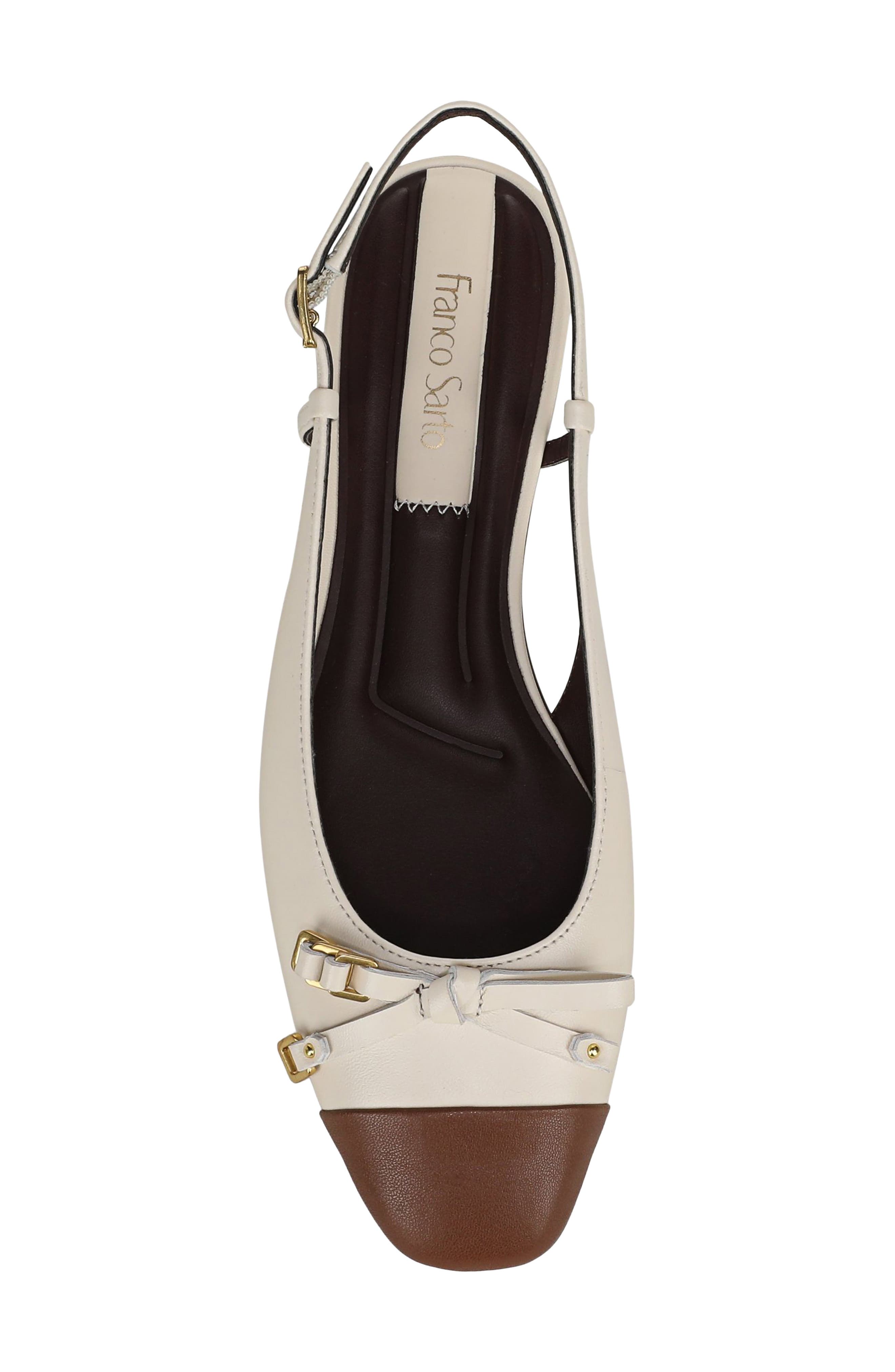 Ethel Slingback Flat, Alternate, color, WHITE LEATHER
