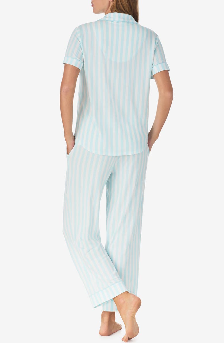 Kate Spade New York print crop pajamas, Alternate, color, Aqua Stripe