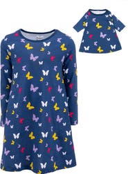 Leveret Girls Cotton Dress with Matching Doll Dress, Printed Design