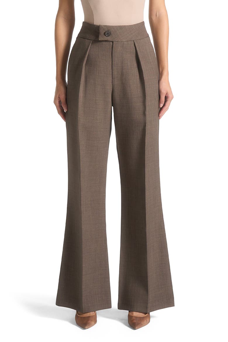 Elsa High Waisted Tailored Trousers, Main, color, Dark Taupe