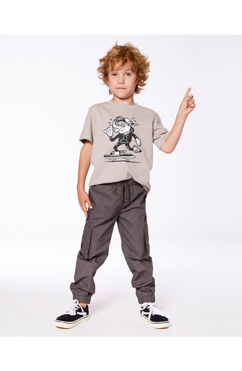 Deux par Deux Boy's Organic Cotton Graphic Tee Gray, Black And White, Alternate, color, 