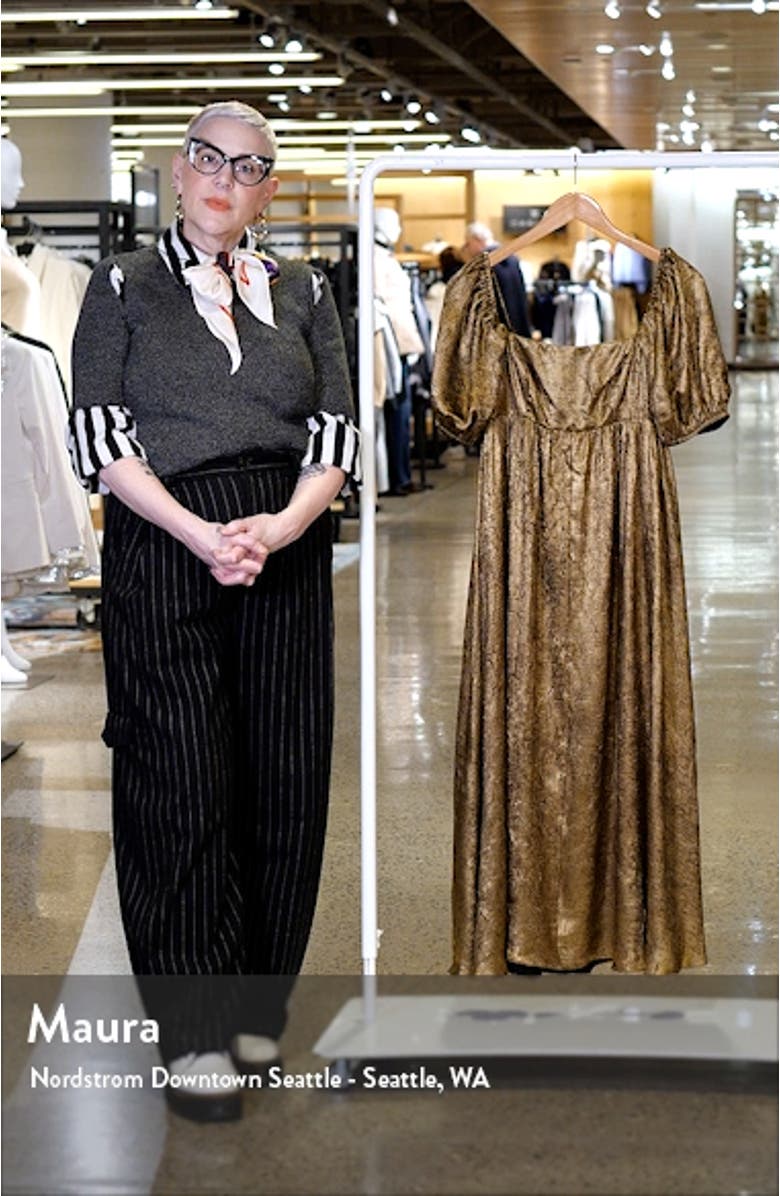 Metallic Puff Sleeve Midi Dress, sales video thumbnail