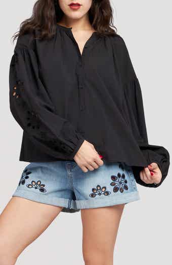 Embroidered Sleeve Top