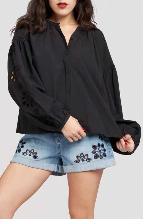 Embroidered Sleeve Top