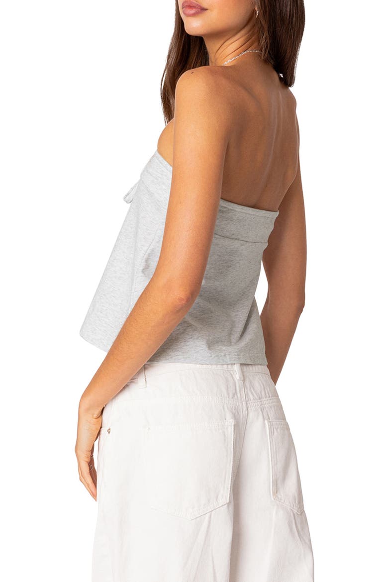 Caroline Front Tie Strapless Top, Alternate, color, GRAY-MELANGE