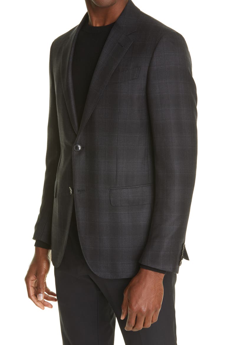 Glen Plaid Wool Sport Coat, Alternate, color, CHARCOAL