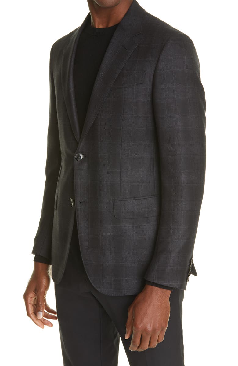 ZEGNA Glen Plaid Wool Sport Coat, Alternate, color, 