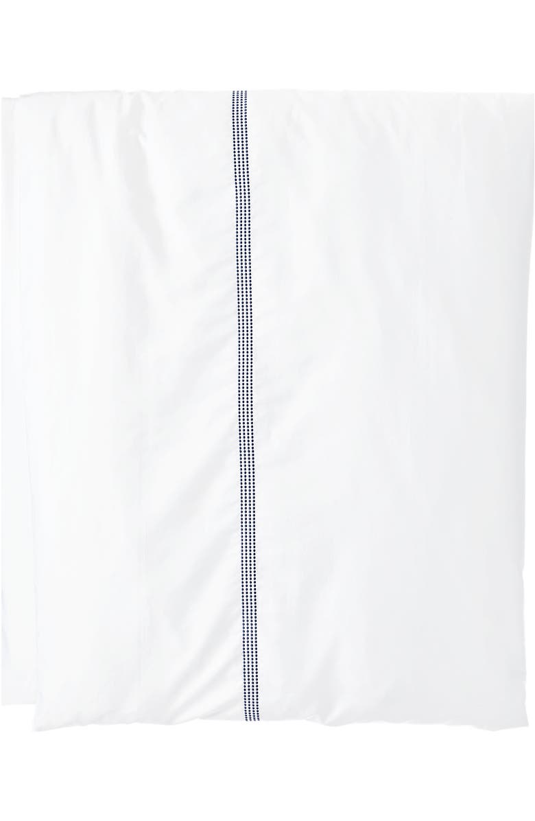 Lands' End 400 Thread Count Premium Supima Cotton No Iron Sateen Embroidered Duvet Bed Cover, Alternate, color, Dusk Indigo Sky Dots