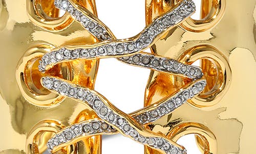 Alexis Bittar Solanales Crystal Lace-up Cuff Bracelet In Gold