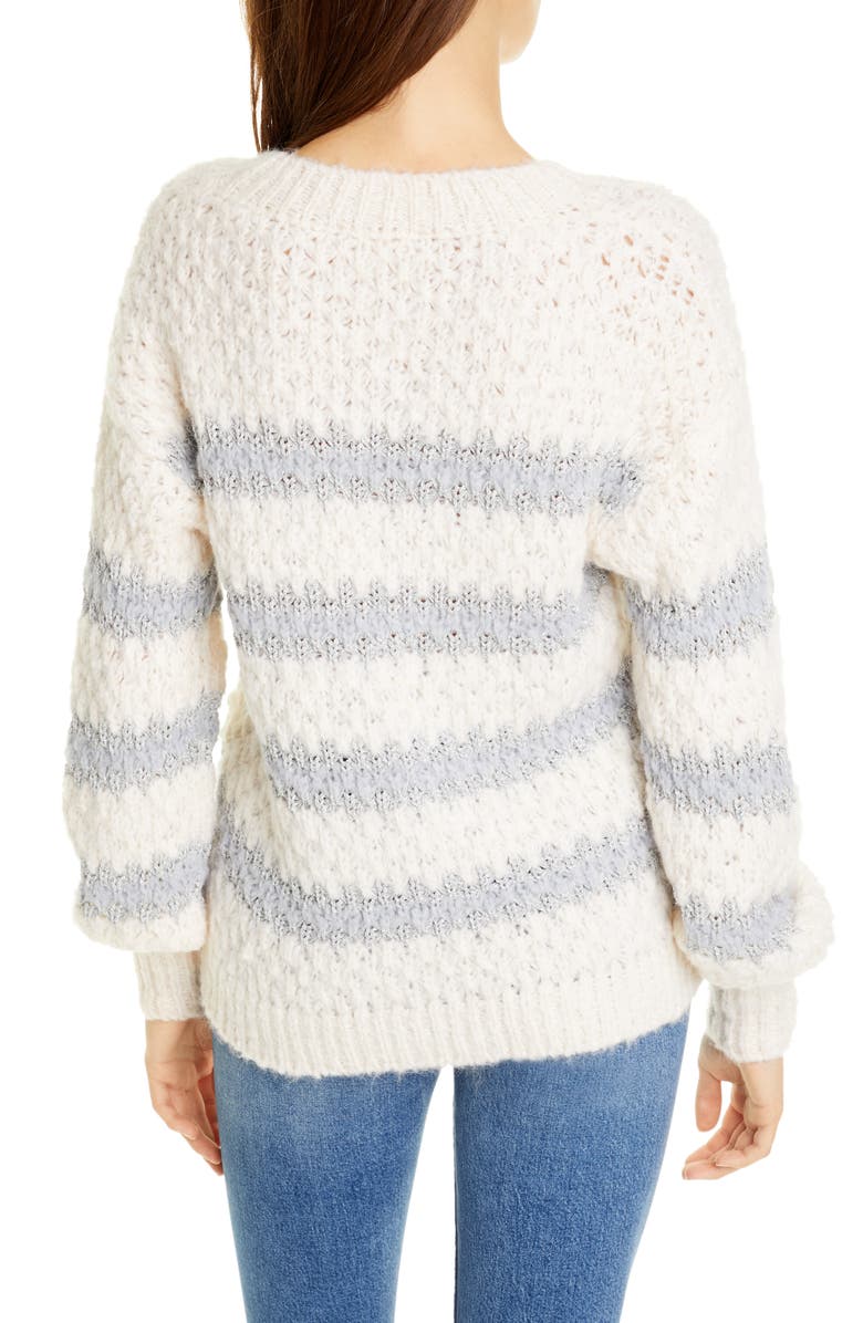 Rebecca Taylor Metallic Stripe Crewneck Sweater, Alternate, color,