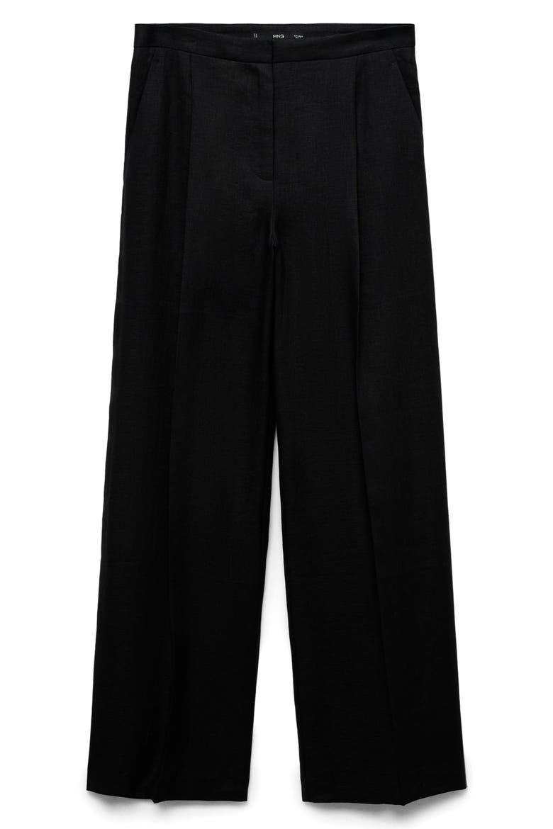 Straight Leg Linen Pants, Alternate, color, BLACK