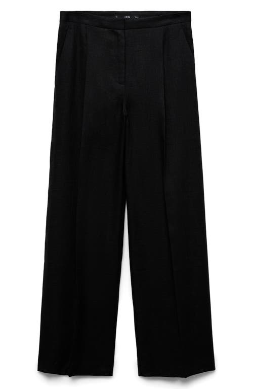 Mango Straight Leg Linen Pants In Blue