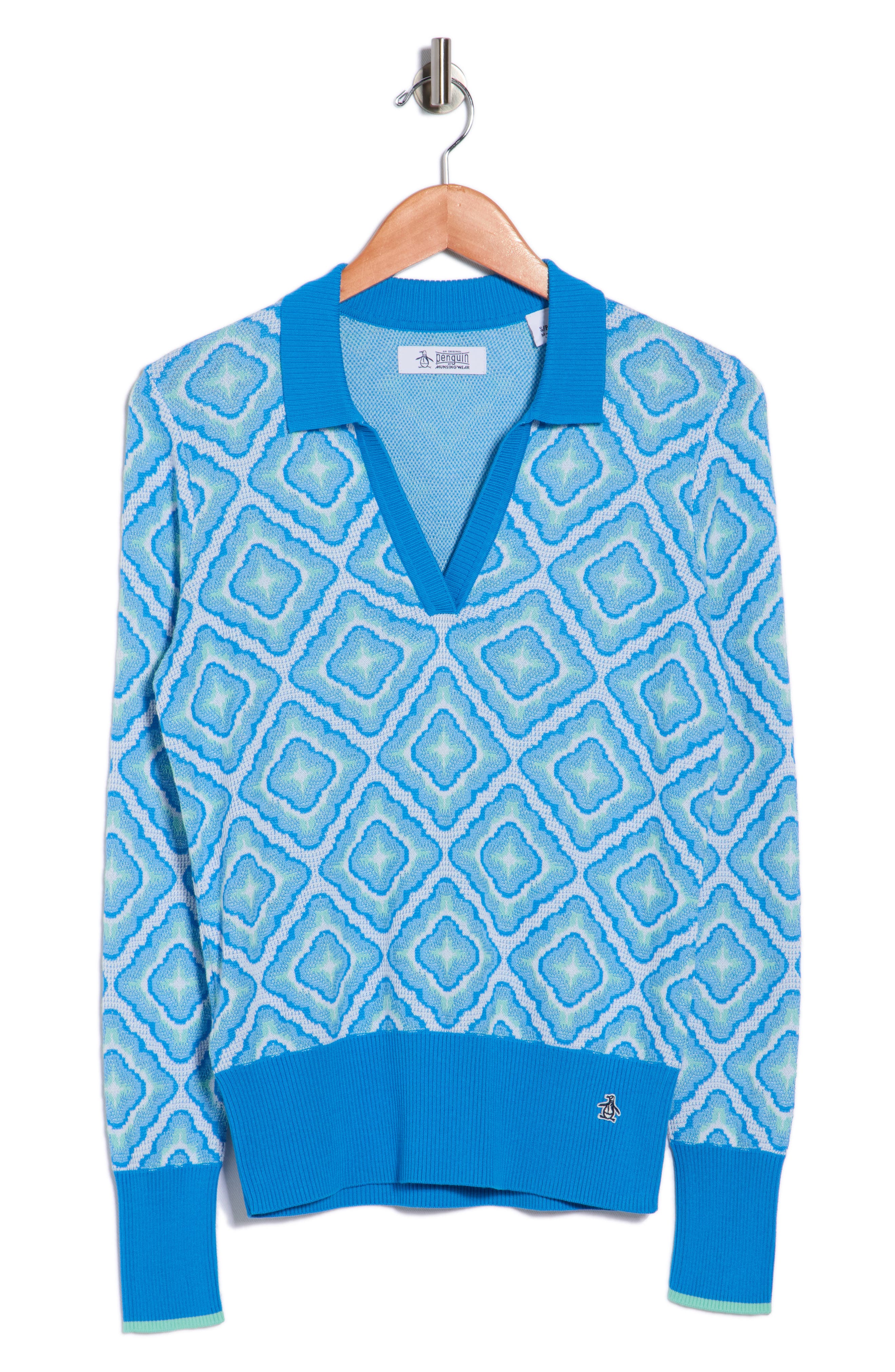 ORIGINAL PENGUIN GOLF Johnny Collar Lattice Jacquard Polo Sweater