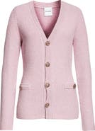 ST. JOHN Metallic Mouliné Cotton & Silk Blend Cardigan