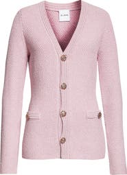 ST. JOHN Metallic Mouliné Cotton & Silk Blend Cardigan