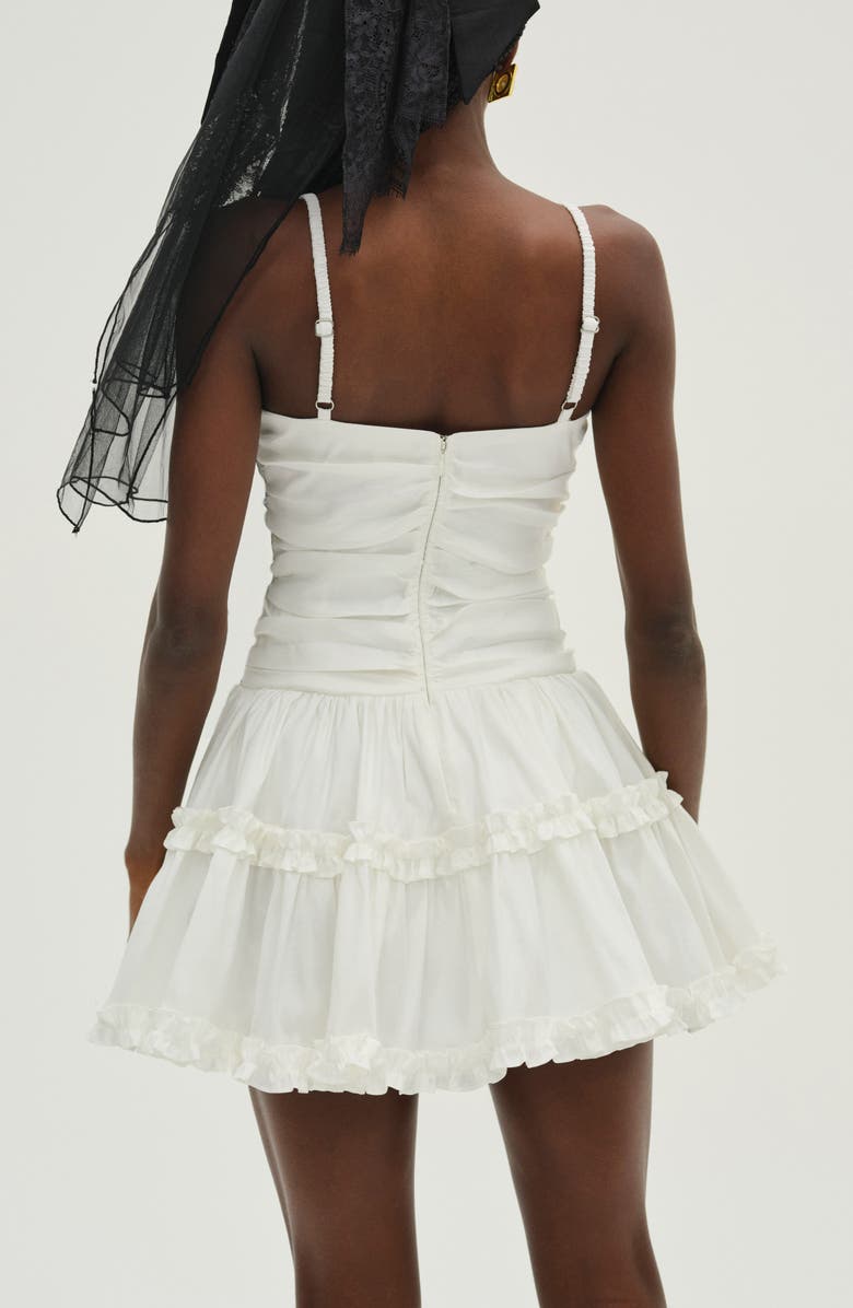 For Love & Lemons Whipped Cream Bow Detail Taffeta Minidress, Alternate, color, White