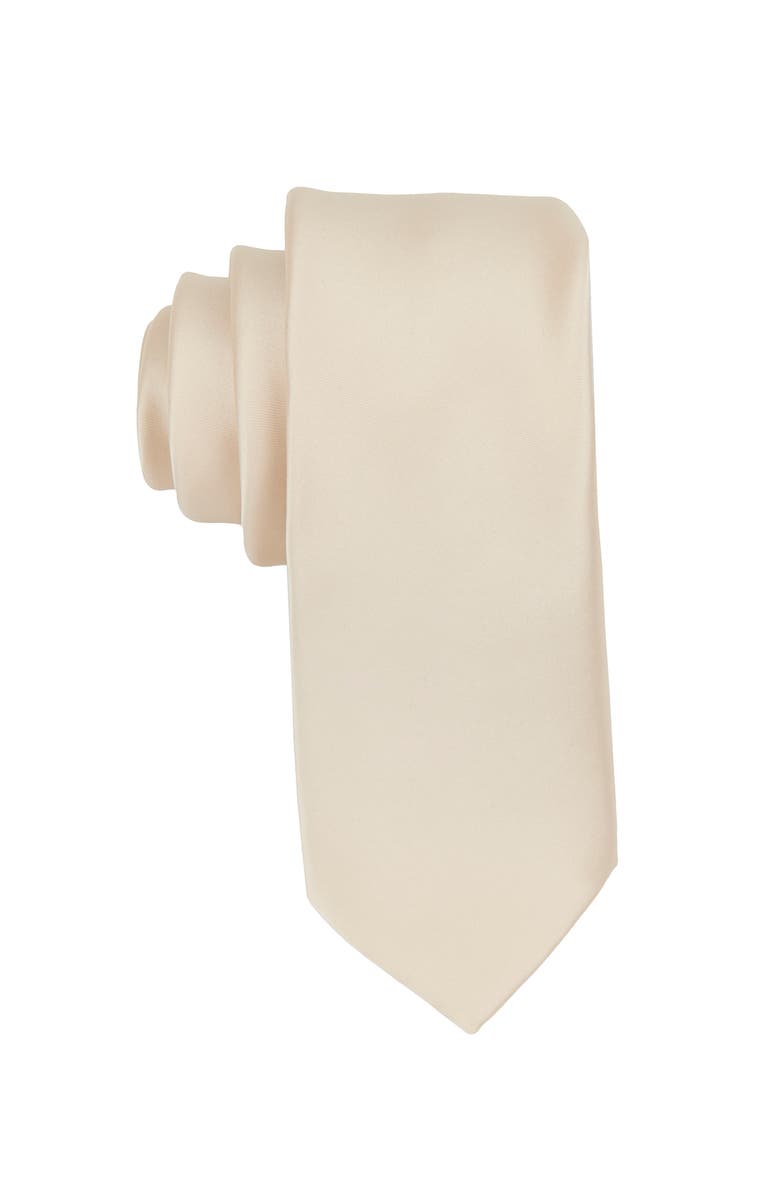 Brooklyn Brigade Men's Solid Satin X-Long Tie, Main, color, Champagne