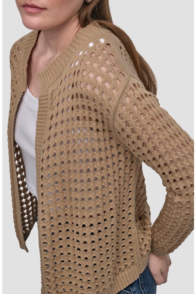 Open Stitch Cotton Cardigan, Alternate, color, TRAVERTINE