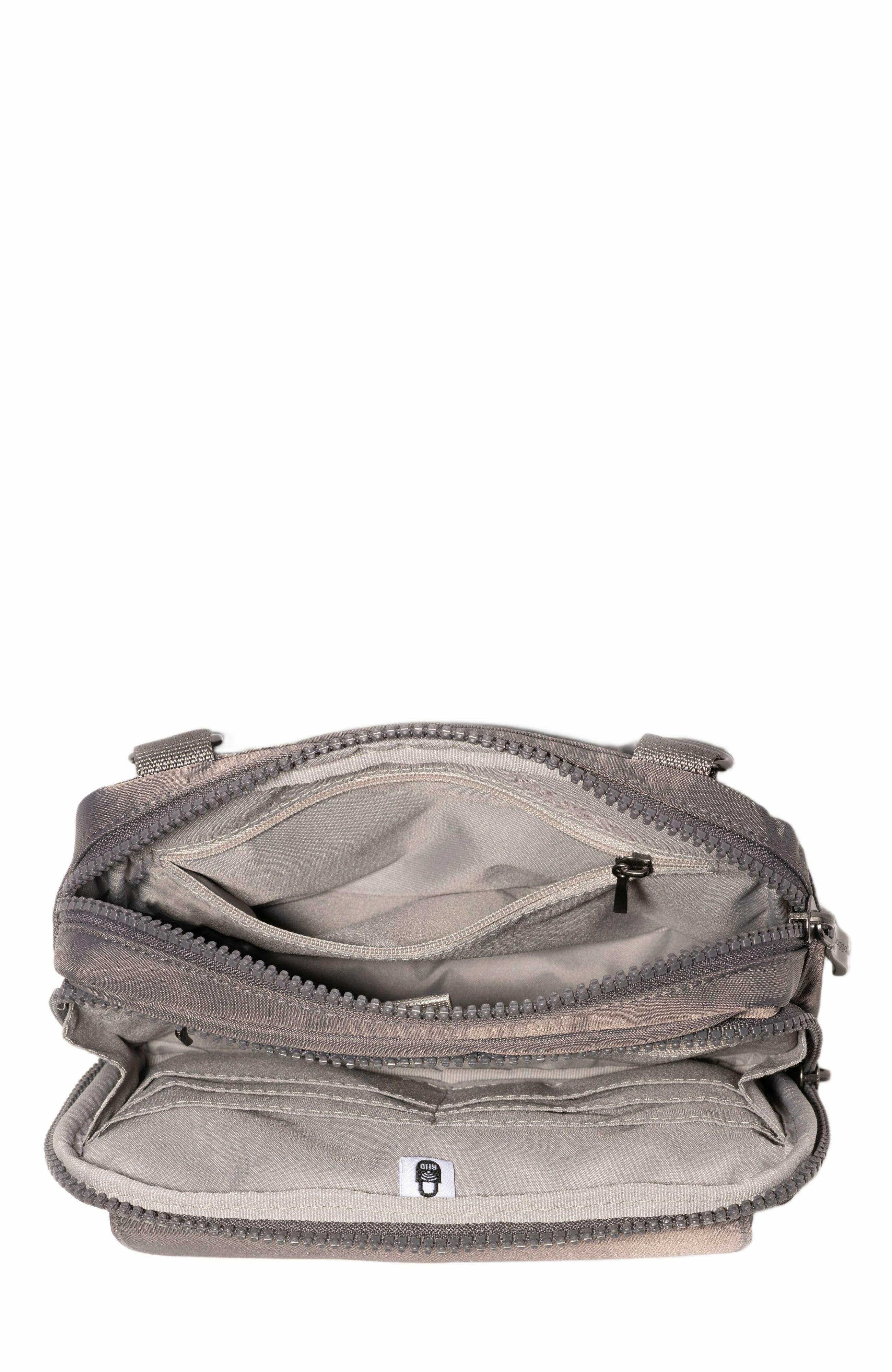 BAGGALLINI Modern Double Zip Crossbody Bag, Alternate, color, Smoke Twill