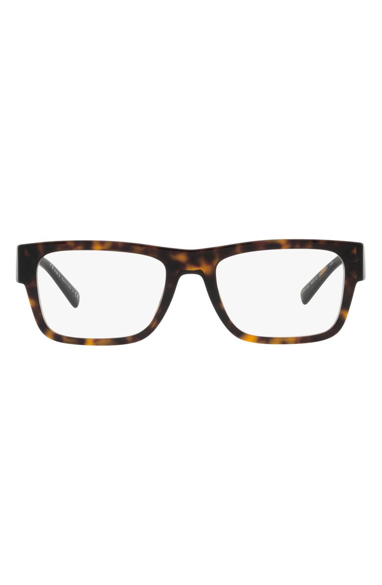 Prada 54mm Rectangular Optical Glasses, Main, color, Havana