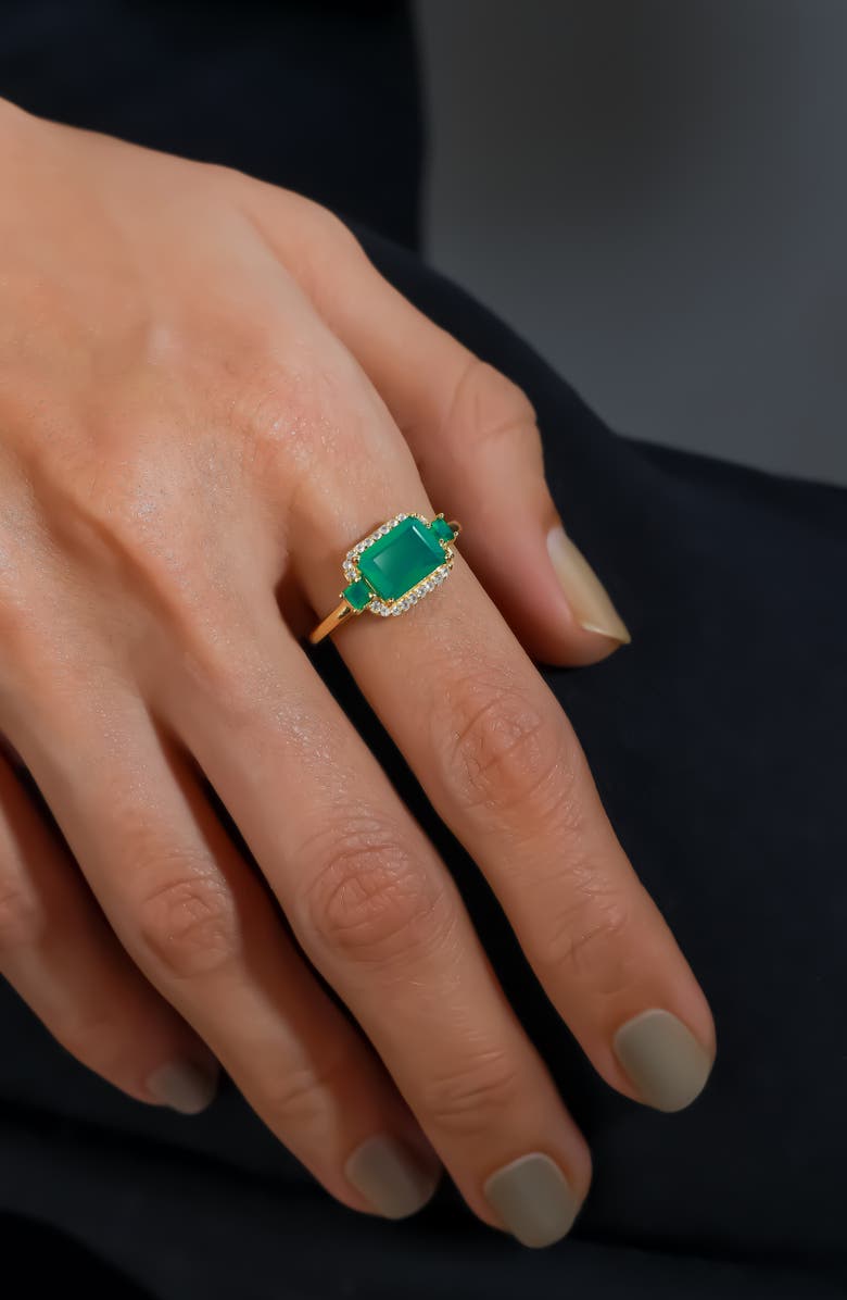 YS GEMS Halo Frame Multi Gemstone Ring, Alternate, color, Green