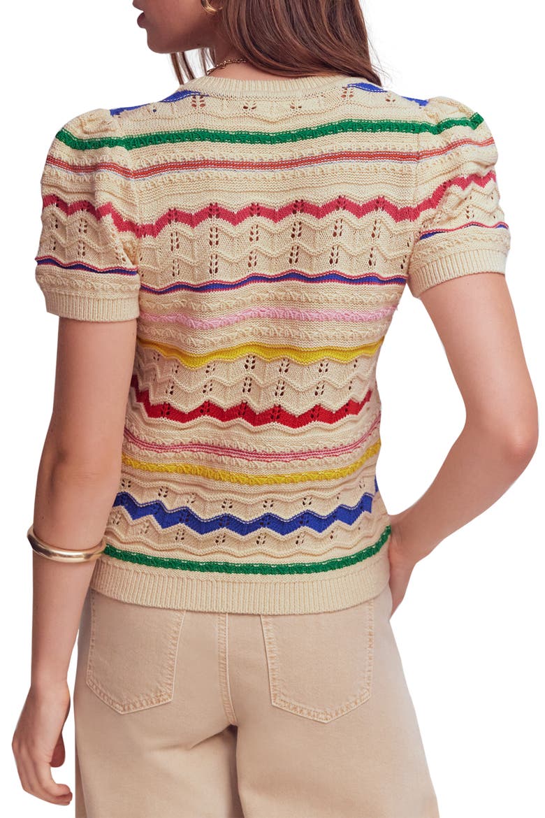 Monica Stripe Pointelle Stitch Top, Alternate, color, MULTI STRIPE