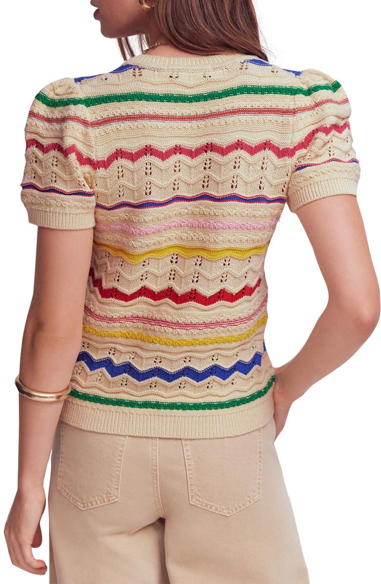 Boden Monica Stripe Pointelle Stitch Top, Alternate, color, Multi Stripe