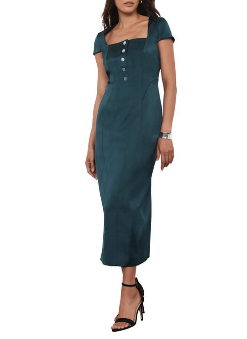 Mint Velvet Satin Midi Dress In Green