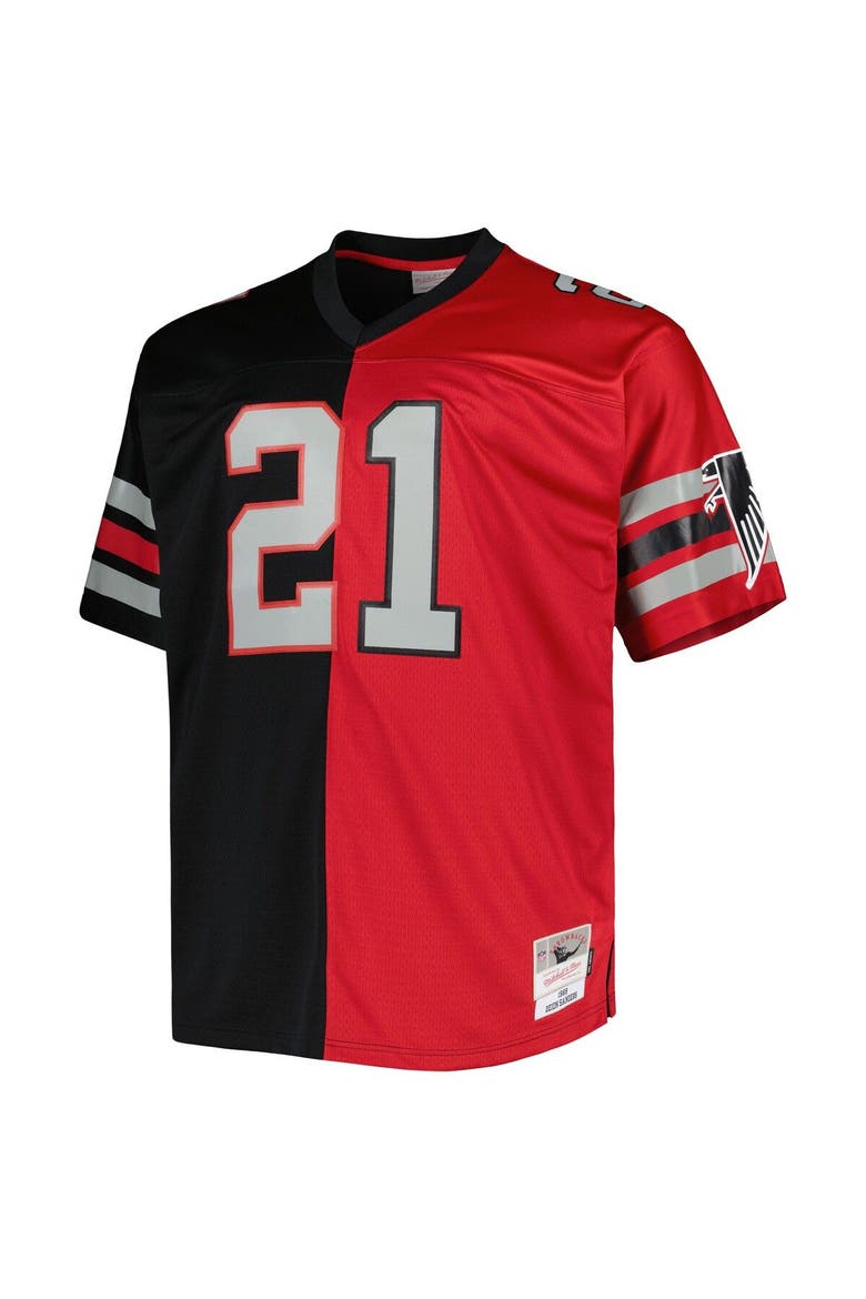 Men's Mitchell & Ness Deion Sanders Black/Red Atlanta Falcons Big & Tall Split Legacy Retired Player Replica Jersey, Alternate, color, Black
