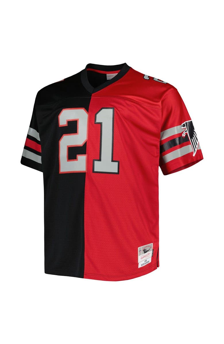 Mitchell & Ness Men's Mitchell & Ness Deion Sanders Black/Red Atlanta Falcons Big & Tall Split Legacy Retired Player Replica Jersey, Alternate, color,