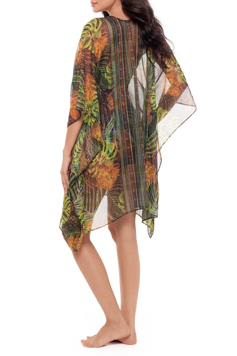 Sunset Islet Metallic Chiffon Cover-Up Caftan, Alternate, color, BLACK/ MULTI
