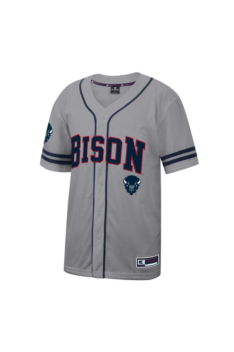 Men's Colosseum Gray Howard Bison Free Spirited Baseball Jersey, Alternate, color, Gray