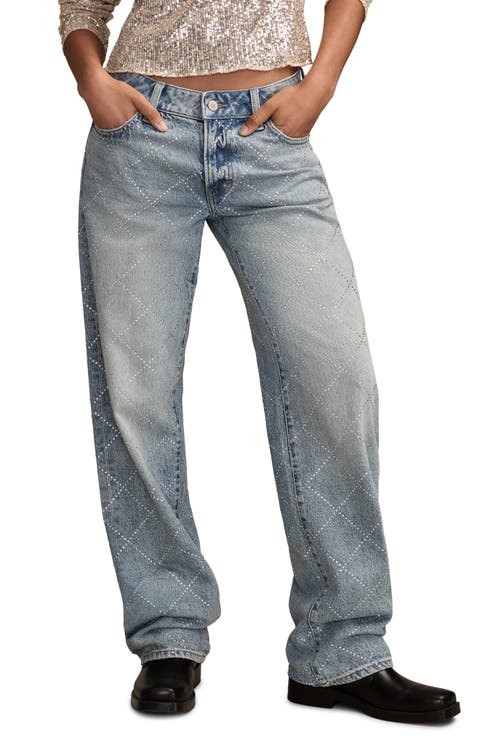 Lucky Legend Rhinestone Baggy Jeans (Snow Cone Wash)