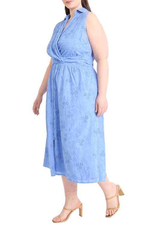 Maggy London Eyelet Front Wrap Sleeveless Maxi Dress