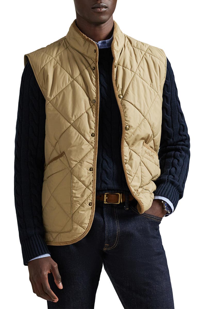 Polo Ralph Lauren The Hurston Water Repellent Quilted Utility Vest, Main, color, Desert Khaki