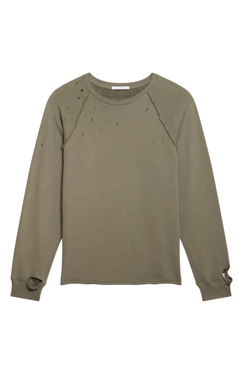Helmut Lang Distressed Crewneck Sweatshirt, Alternate, color, Sage Dust